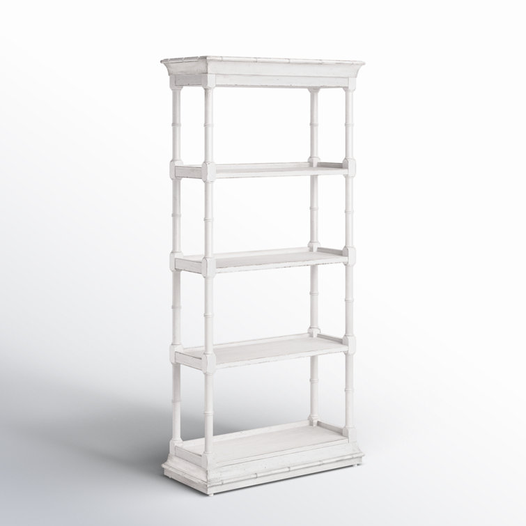 White Coastal Traditional Wood Etagere Bookcase