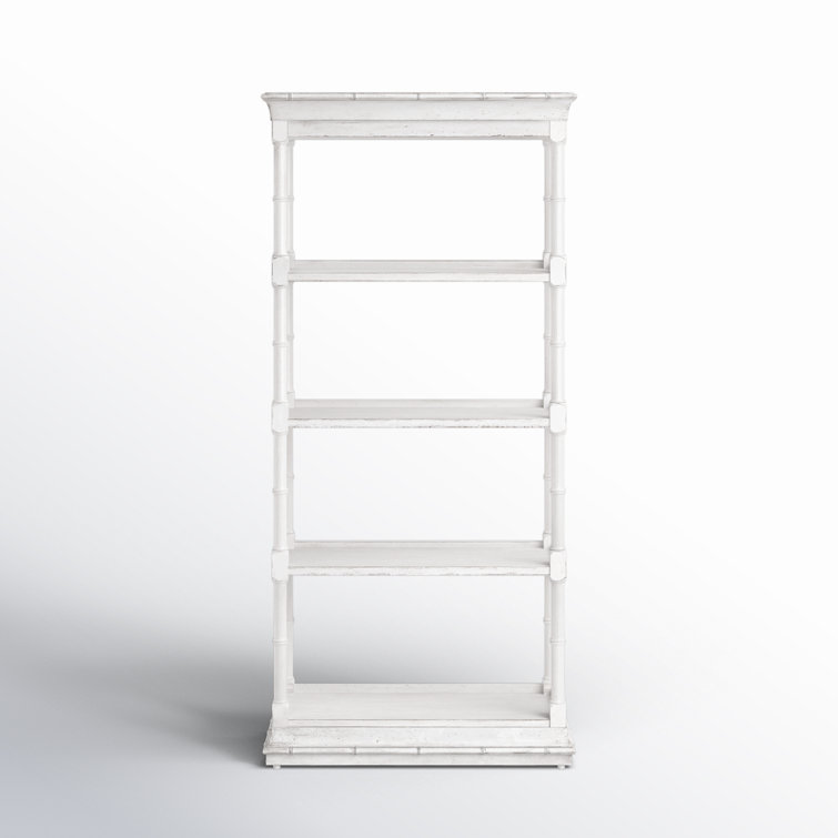 White Coastal Traditional Wood Etagere Bookcase