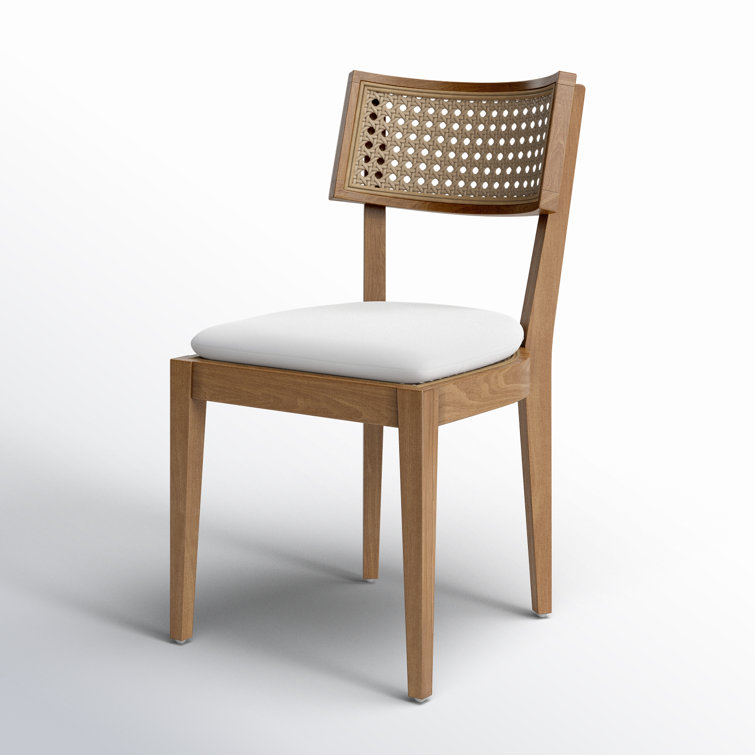 Jaz Mixed Material Natural Teak and Faux Rattan Dining Chair with Cushion