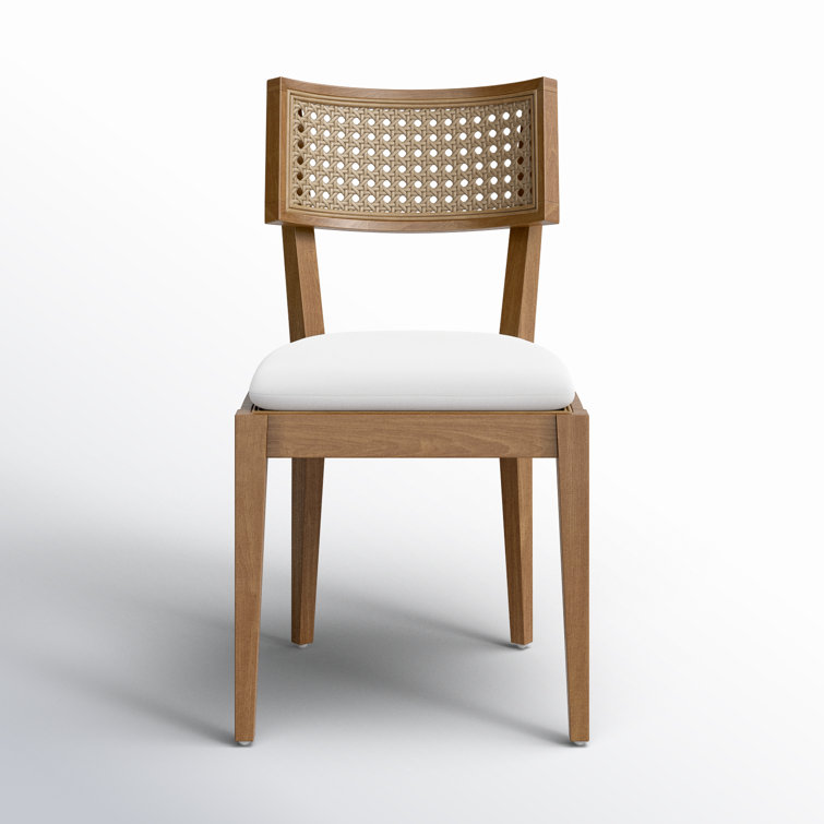 Jaz Mixed Material Natural Teak and Faux Rattan Dining Chair with Cushion