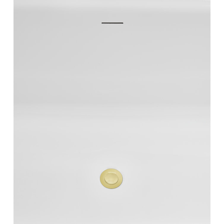 59" White Acrylic Freestanding Soaking Tub with Tray