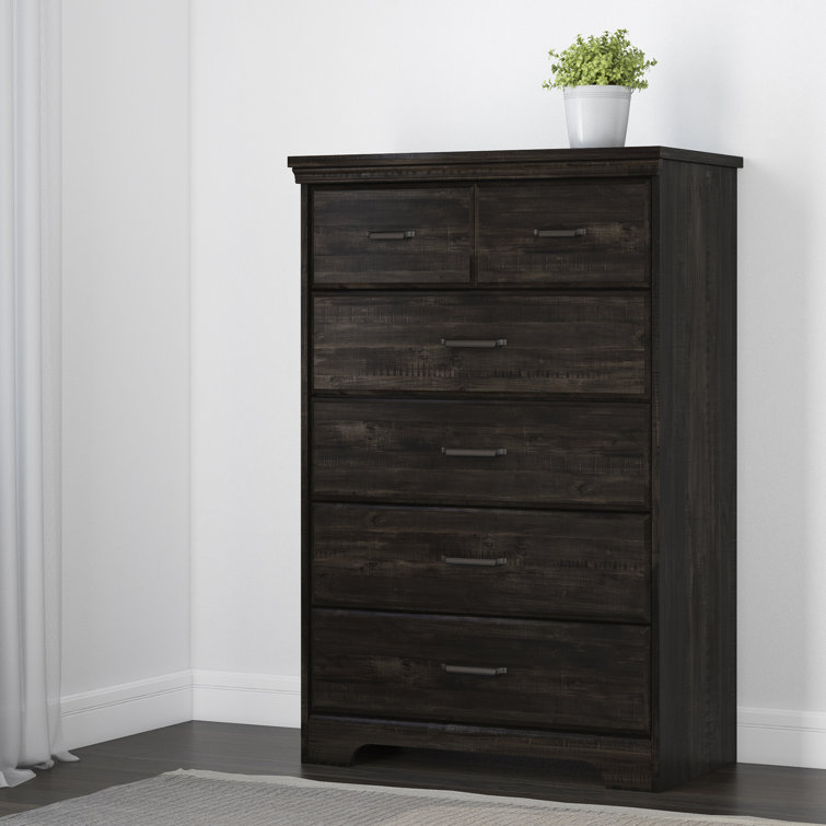 Versa Black Laminate 5-Drawer Chest with Metal Handles
