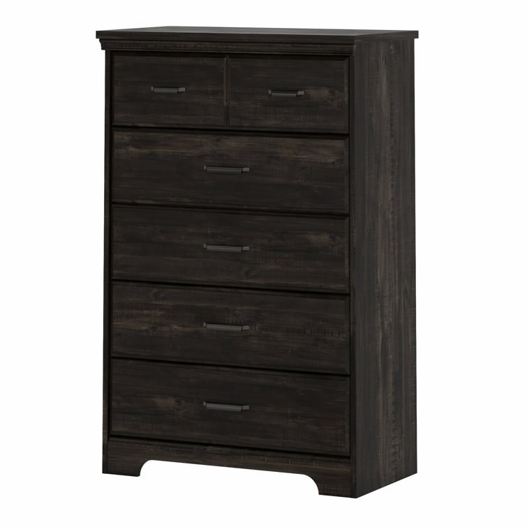 Versa Black Laminate 5-Drawer Chest with Metal Handles