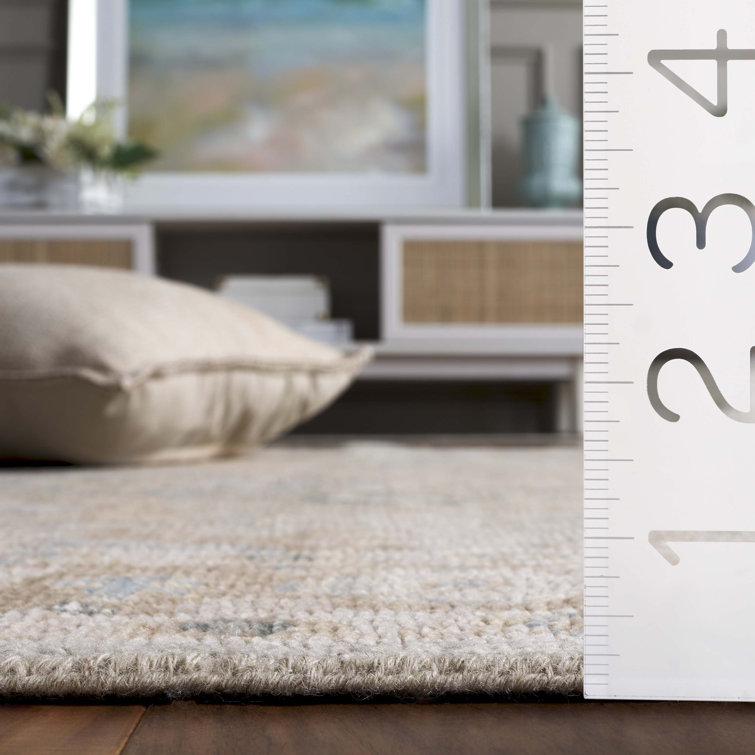 Gray and Beige Hand-Knotted Wool 6' x 9' Rug