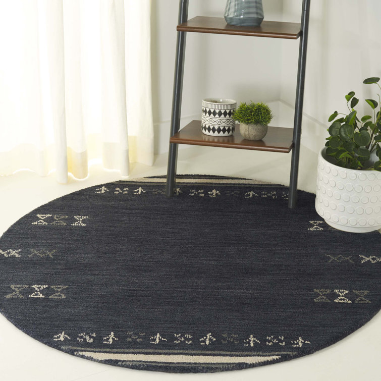 Gray Geometric Hand Loomed Wool Runner Rug