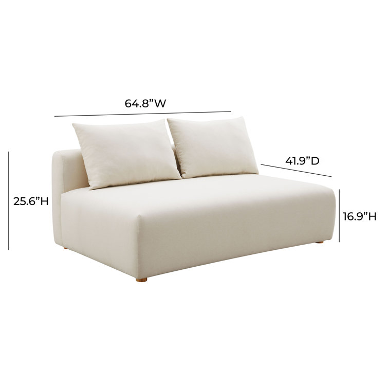 Hangover Cream Linen Modular Loveseat with Cushions