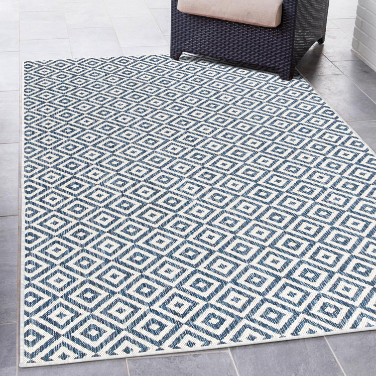 Costa Rica Blue Geometric 2'2" x 3' Outdoor Synthetic Rug