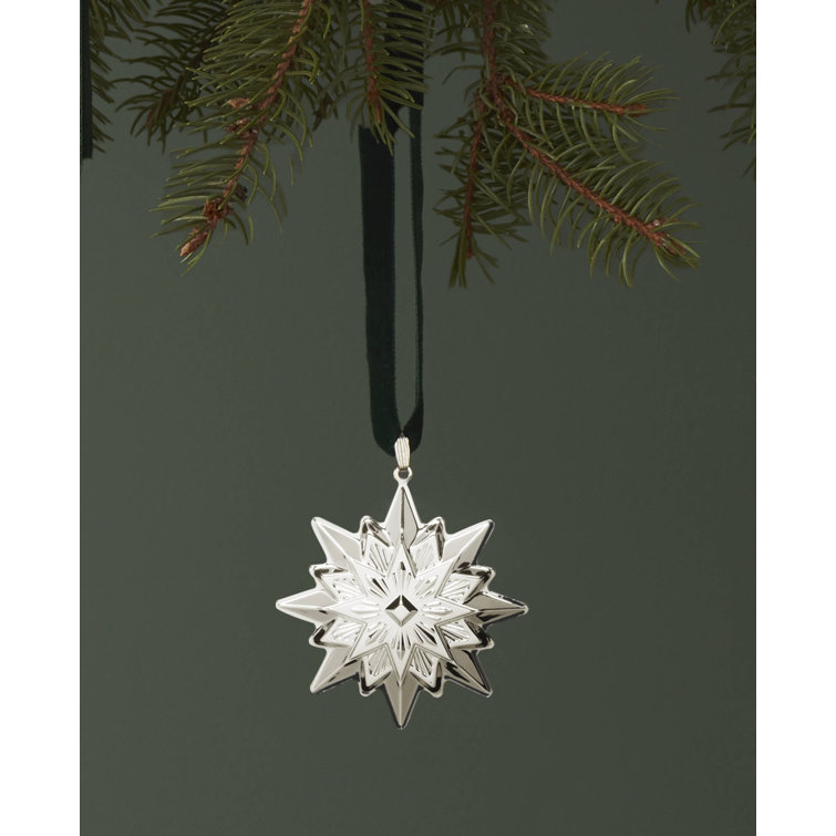 Sterling Silver 2024 Annual Star Ornament with Red Ribbon