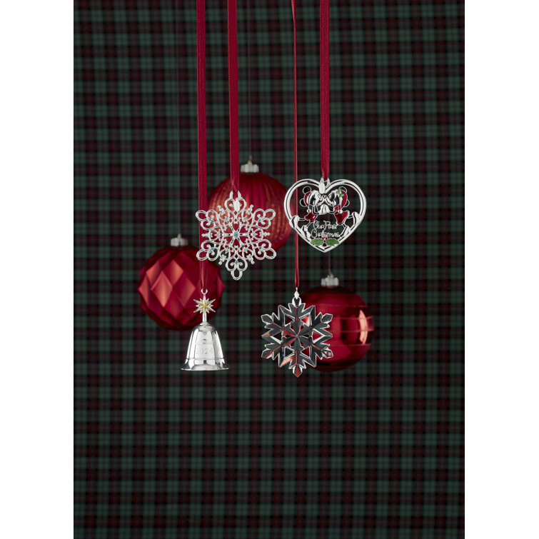 2024 Clear Glass Optic Snowflake Ornament with Gold Cord