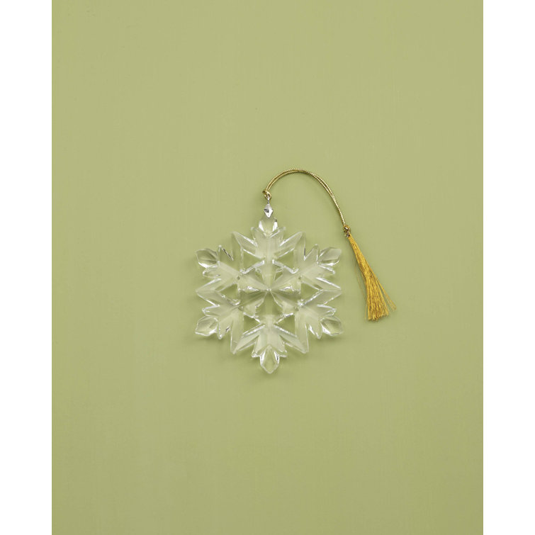 2024 Clear Glass Optic Snowflake Ornament with Gold Cord