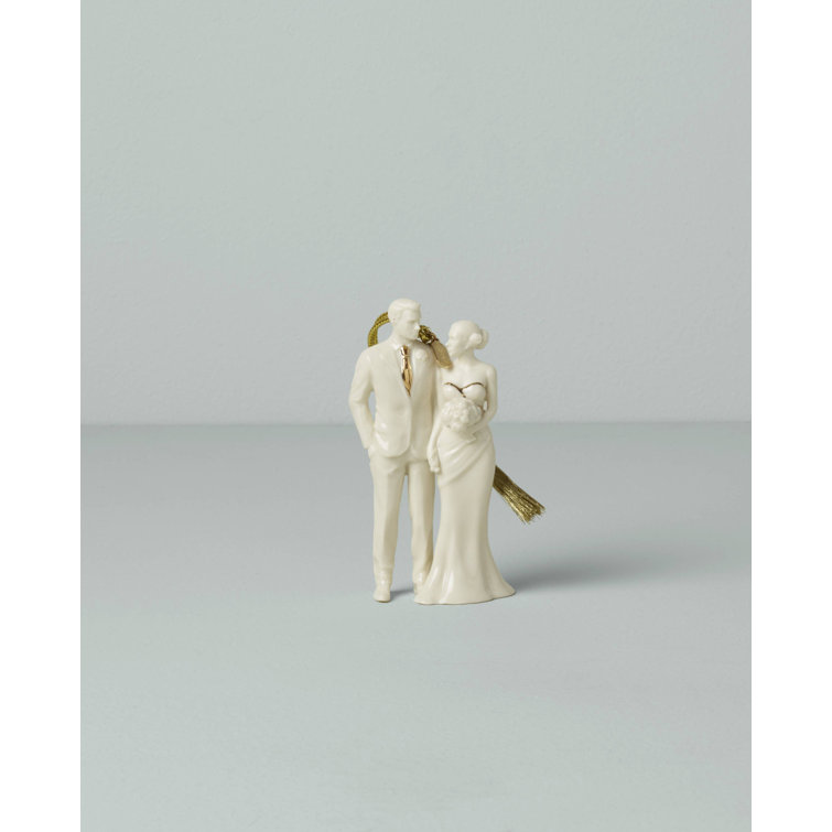 Elegant Porcelain Bride & Groom Ornament with Gold Accents