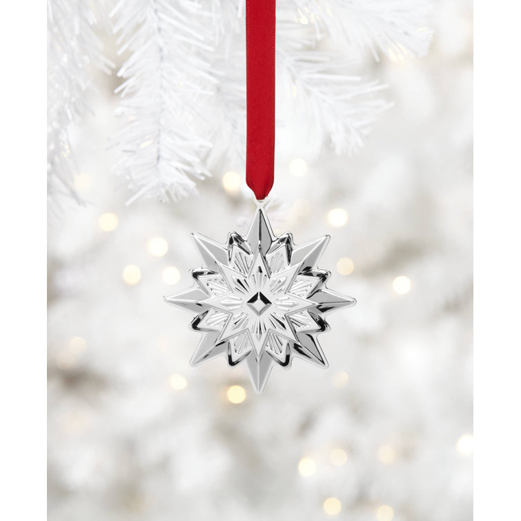 Sterling Silver 2024 Annual Star Ornament with Red Ribbon