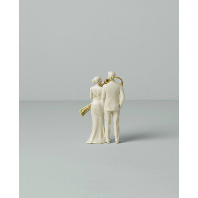 Elegant Porcelain Bride & Groom Ornament with Gold Accents