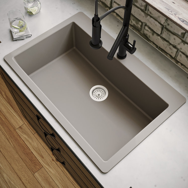 Karran 33'' Concrete Quartz Single Bowl Kitchen Sink