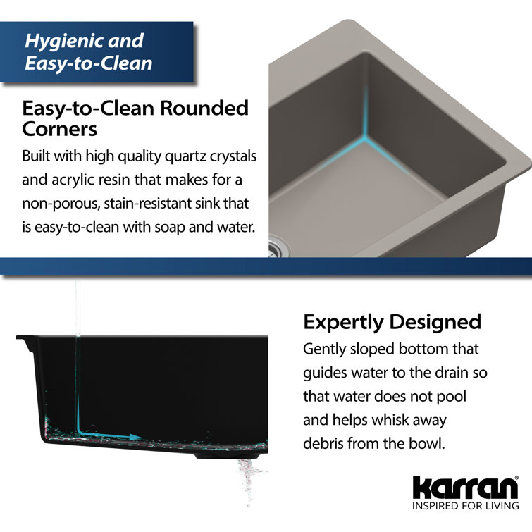 Karran 33'' Concrete Quartz Single Bowl Kitchen Sink