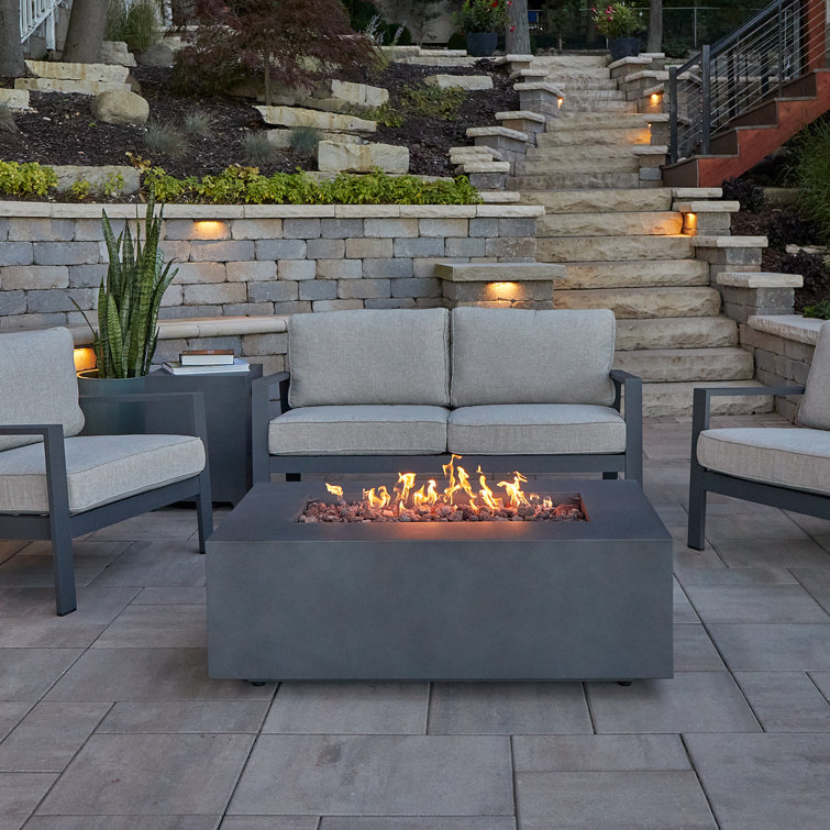 Weathered Slate Rectangular Gas Fire Pit Table
