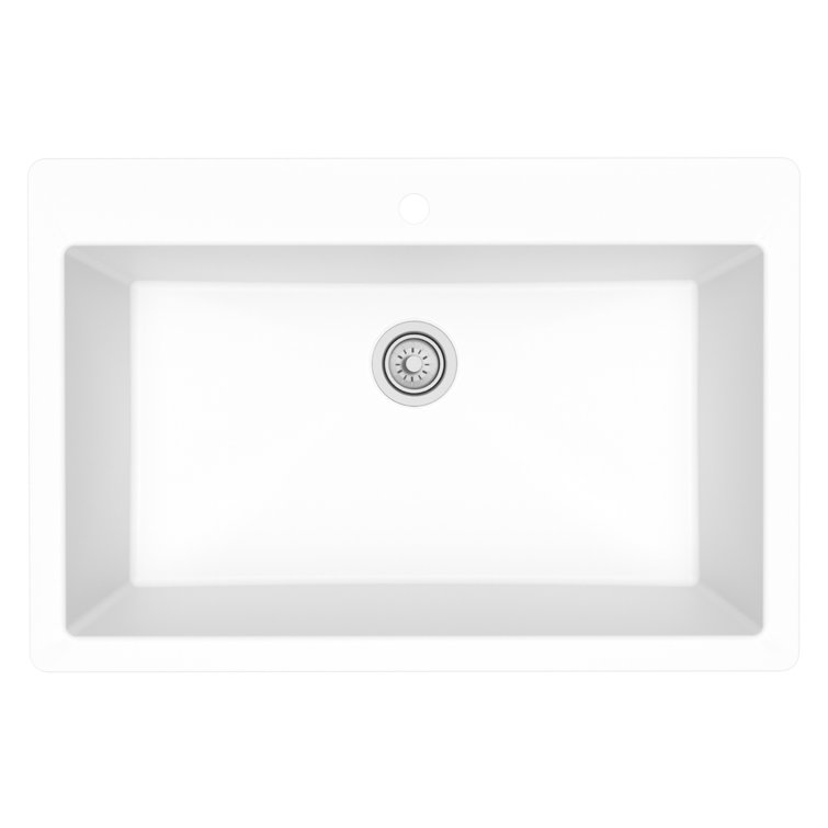 White Quartz 33'' Single Bowl Drop-In Kitchen Sink