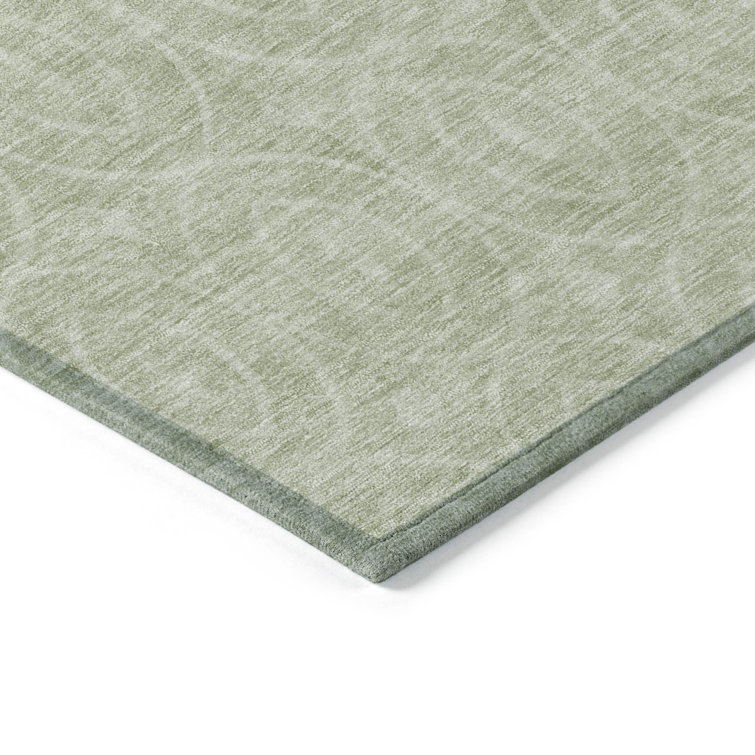 Mint Geometric Flat Woven Washable Synthetic Rug 30" x 20"