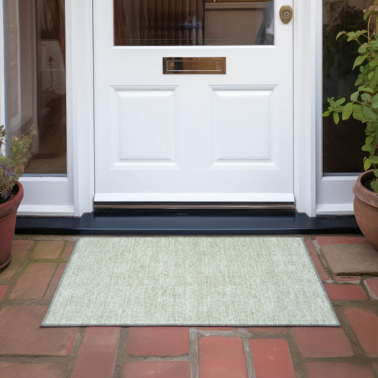 Mint Geometric Flat Woven Washable Synthetic Rug 30" x 20"