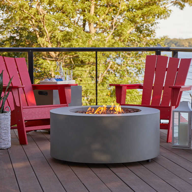 Aegean 36" Round Weathered Slate Steel Propane Fire Pit Table