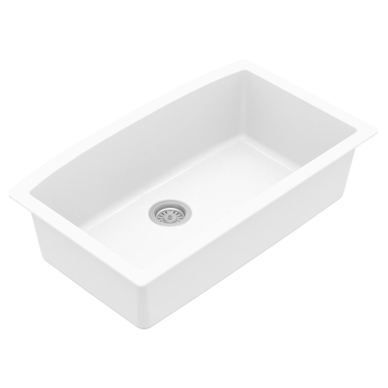 White Quartz Composite Undermount Single Bowl Kitchen Sink