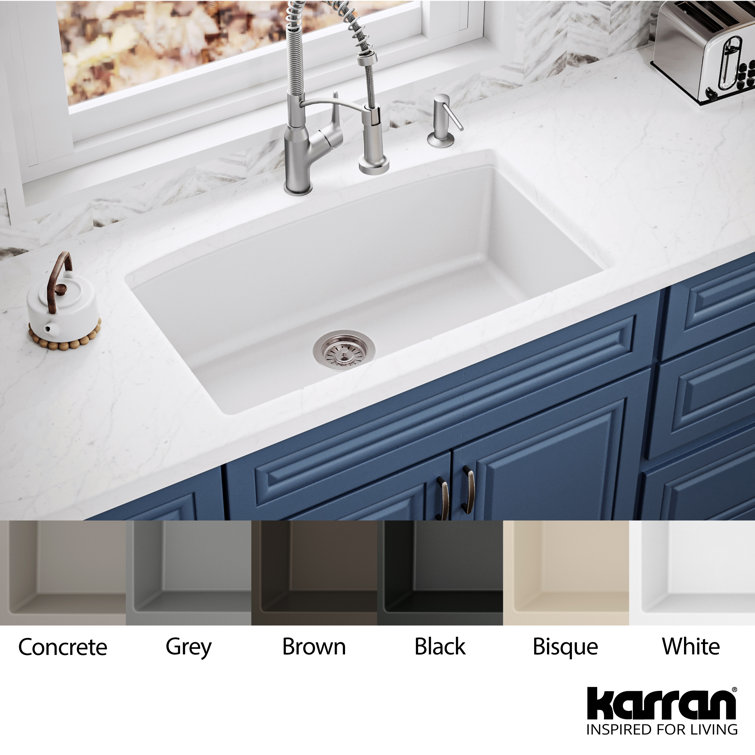 White Quartz Composite Undermount Single Bowl Kitchen Sink