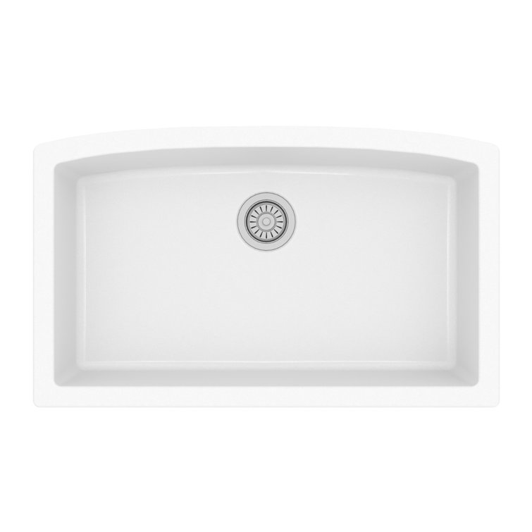 White Quartz Composite Undermount Single Bowl Kitchen Sink