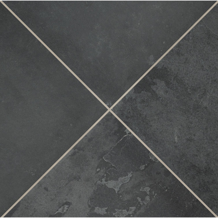 Montauk 24'' x 24'' Black Slate Wall and Floor Tile