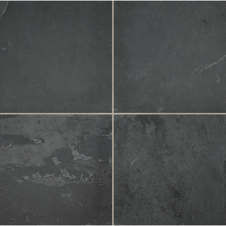Montauk 24'' x 24'' Black Slate Wall and Floor Tile