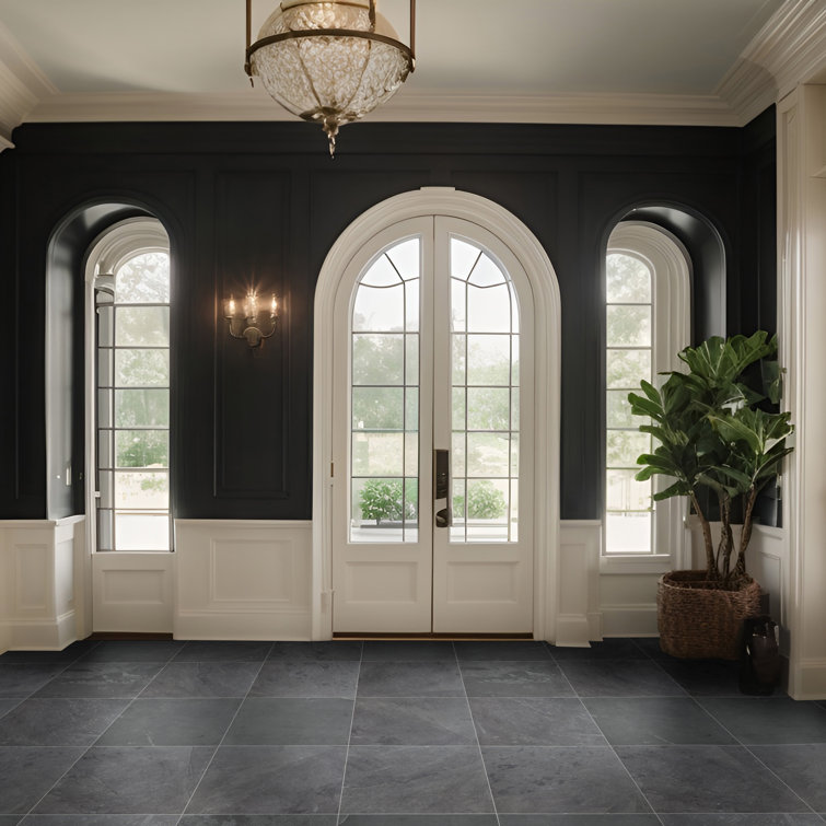 Montauk 24'' x 24'' Black Slate Wall and Floor Tile