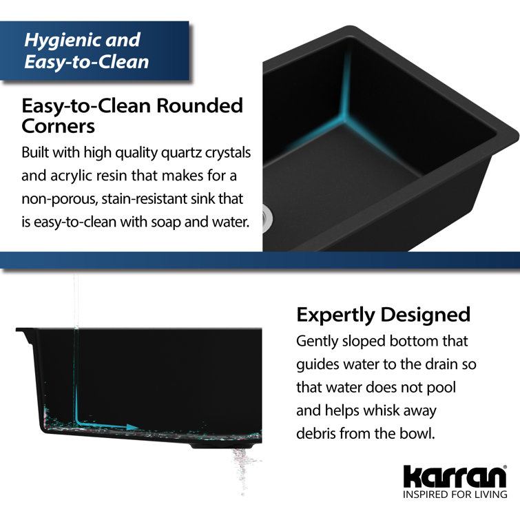 Black Quartz Composite Large Single Bowl Undermount Kitchen Sink