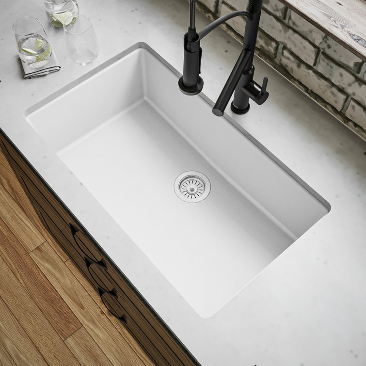 White Quartz Large Single Bowl Undermount Kitchen Sink
