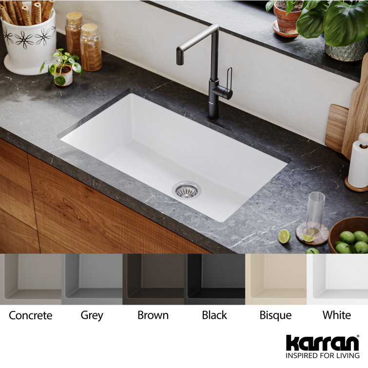White Quartz Large Single Bowl Undermount Kitchen Sink
