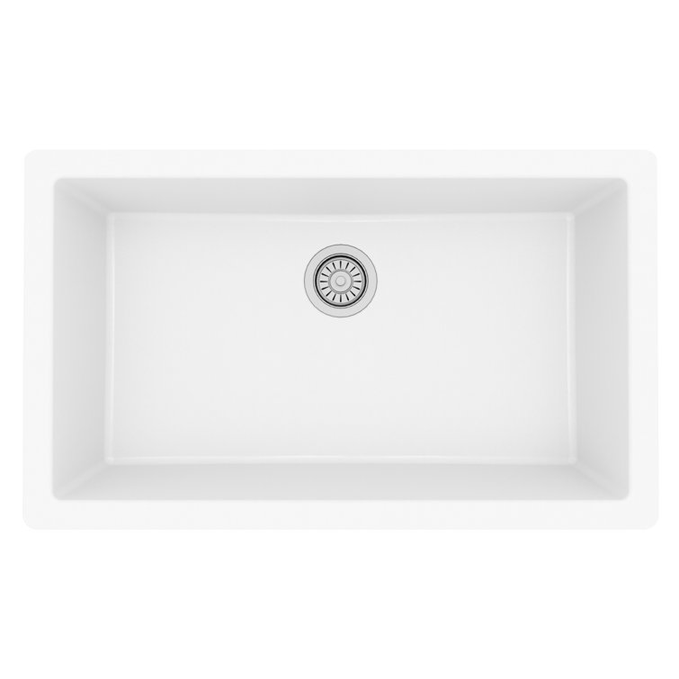 White Quartz Large Single Bowl Undermount Kitchen Sink