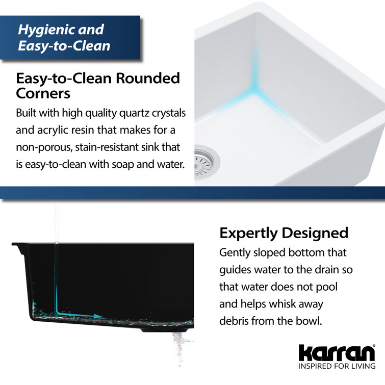 White Quartz 24'' Single Bowl Undermount Kitchen Sink
