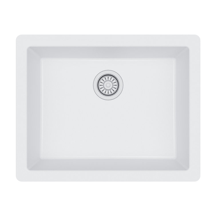 White Quartz 24'' Single Bowl Undermount Kitchen Sink