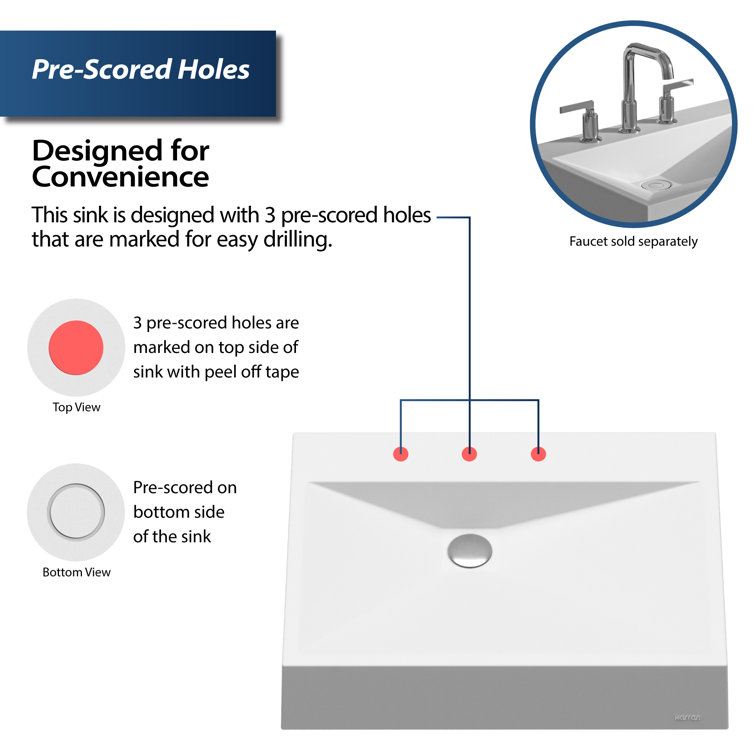 White Quartz 24.25" Rectangular Vessel Sink