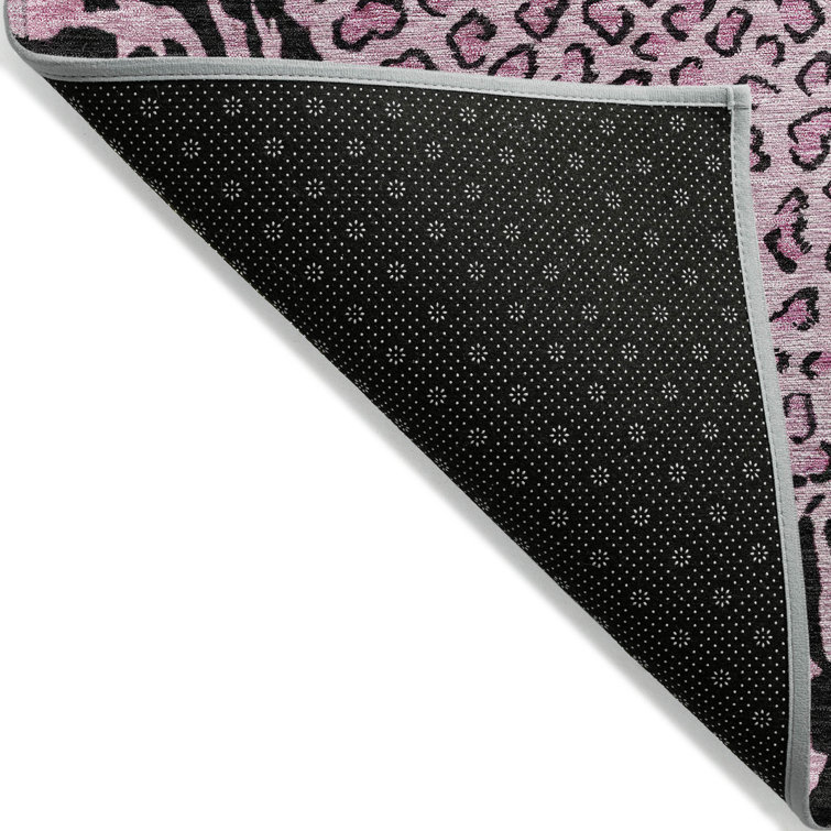 Pink Synthetic Flat Woven Washable 8' x 10' Rectangular Rug