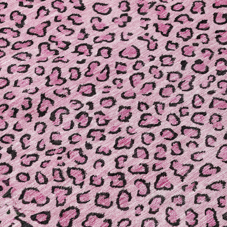 Pink Synthetic Flat Woven Washable 8' x 10' Rectangular Rug