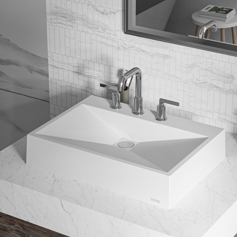 White Quartz 24.25" Rectangular Vessel Sink