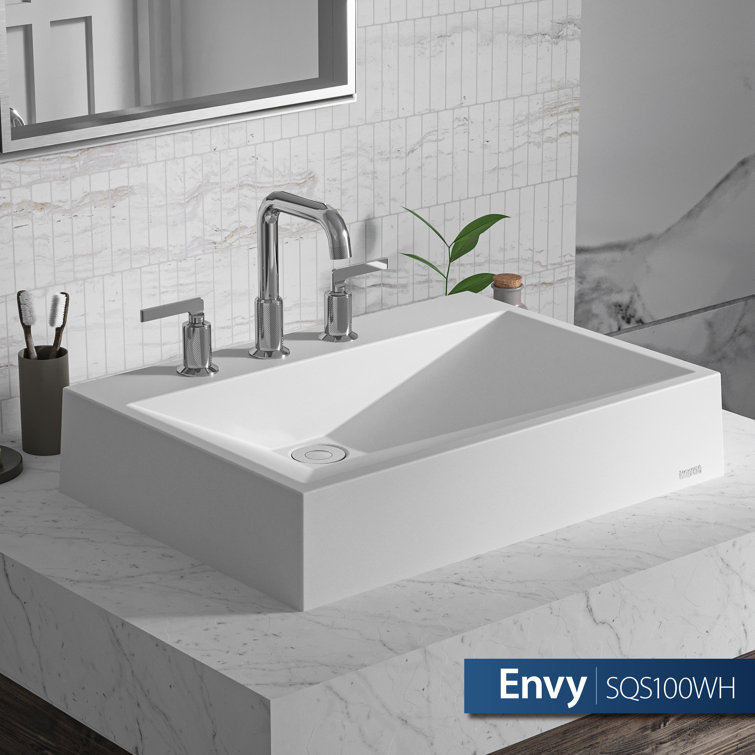 White Quartz 24.25" Rectangular Vessel Sink