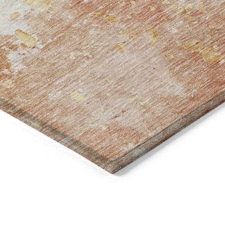 Salmon Synthetic Rectangular Washable Area Rug 46" x 30"