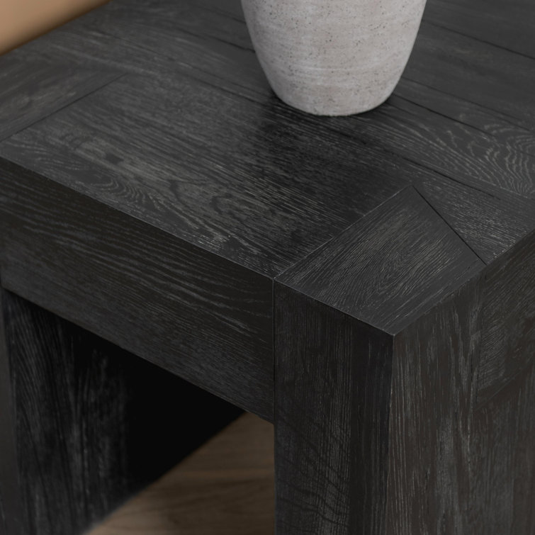 Meadow Black Solid Oak Rectangular End Table