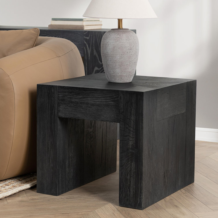 Meadow Black Solid Oak Rectangular End Table