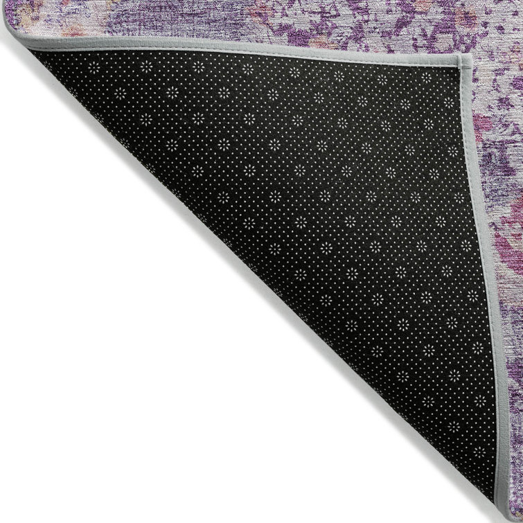 Purple Flat Woven Synthetic Rectangular Washable Rug