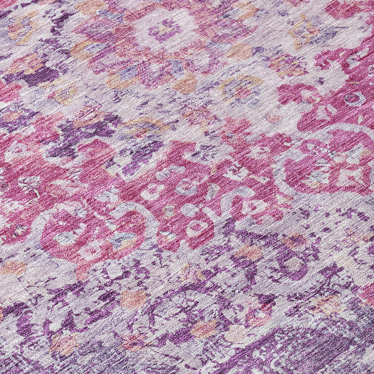 Purple Flat Woven Synthetic Rectangular Washable Rug