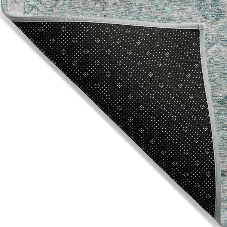 Teal Rectangular Washable Synthetic Indoor/Outdoor Rug