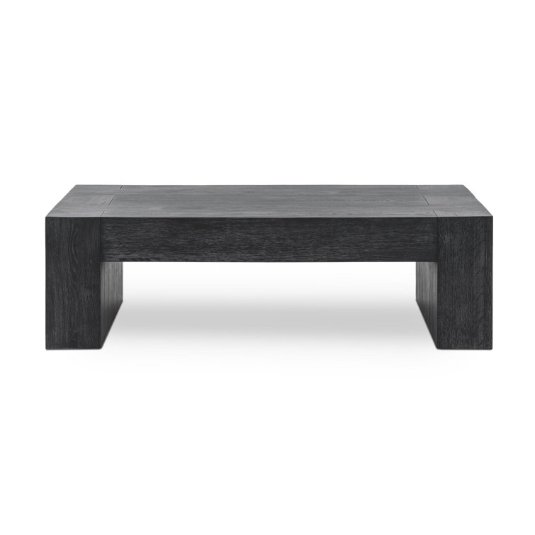 Meadow Black Rectangular Wood Coffee Table with Exposed Joinery