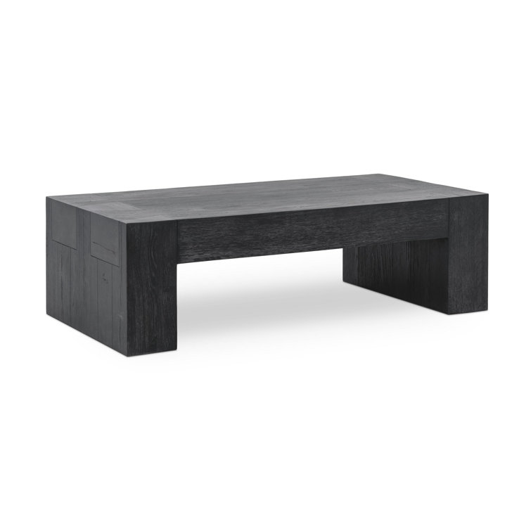 Meadow Black Rectangular Wood Coffee Table with Exposed Joinery