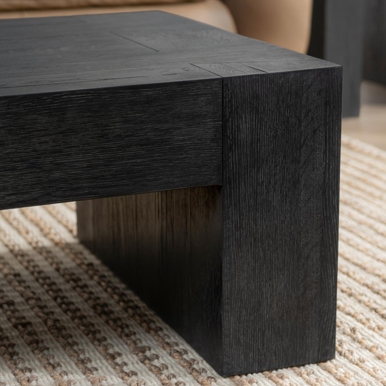 Meadow Black Rectangular Wood Coffee Table with Exposed Joinery
